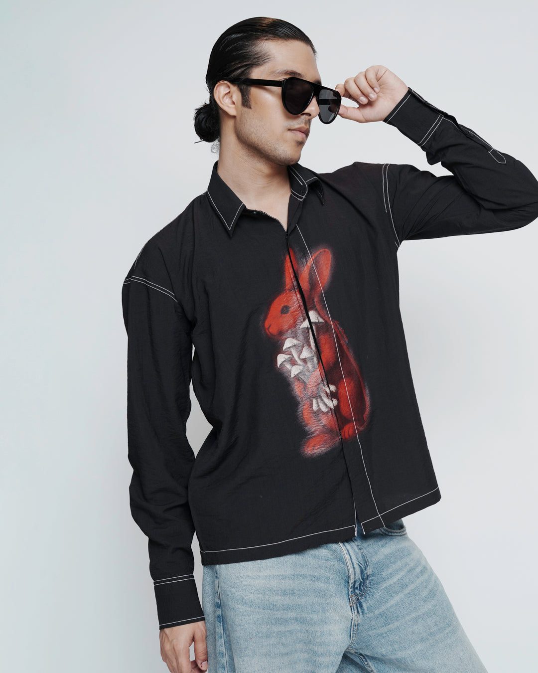 Bunny Printed Top Stich Shirt