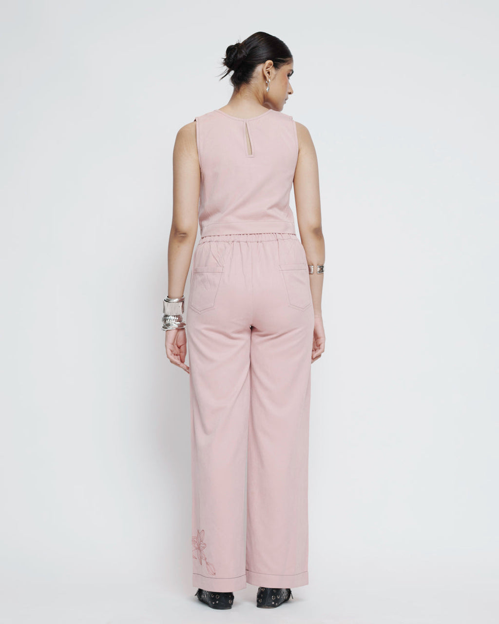 Blush Embroidered suede Coord Set