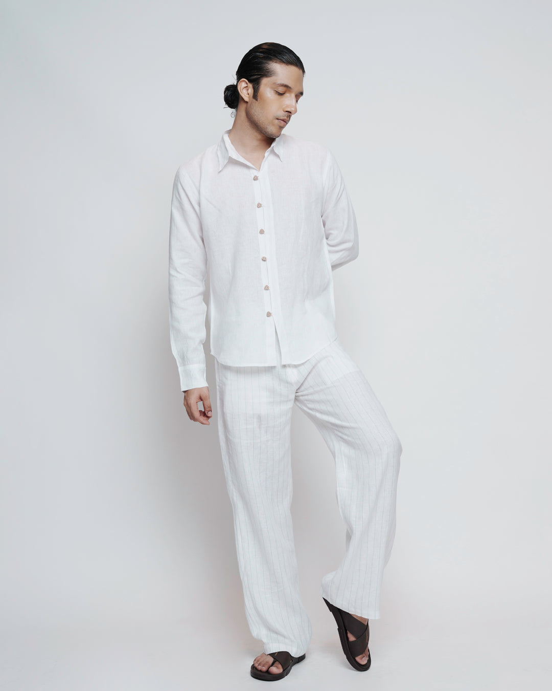 White Linen Coconut Shell Button Shirt — annstudios.in, The Curated Collective