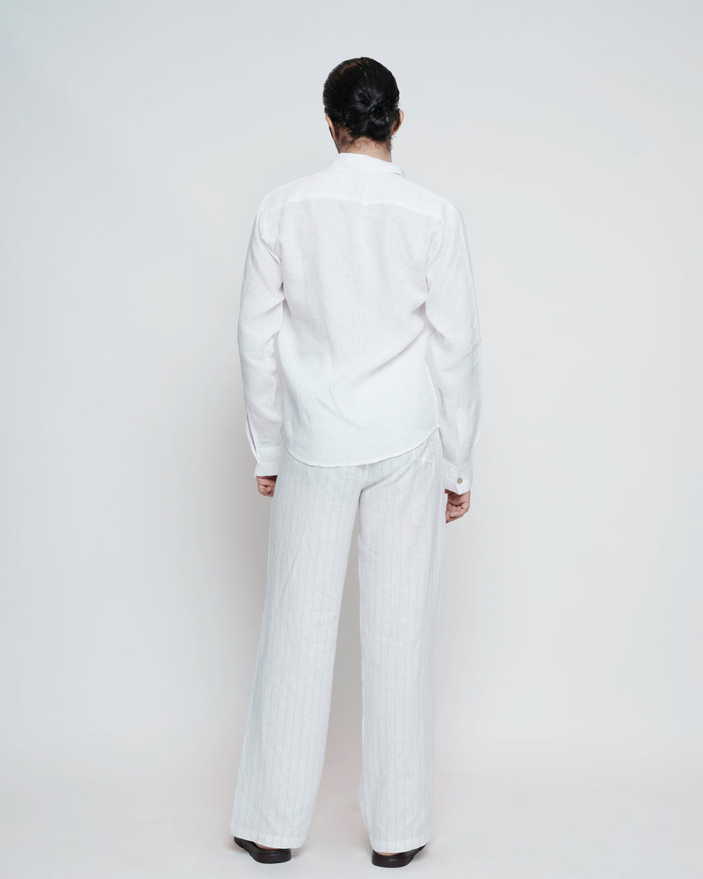 White Linen Coconut Shell Button Shirt