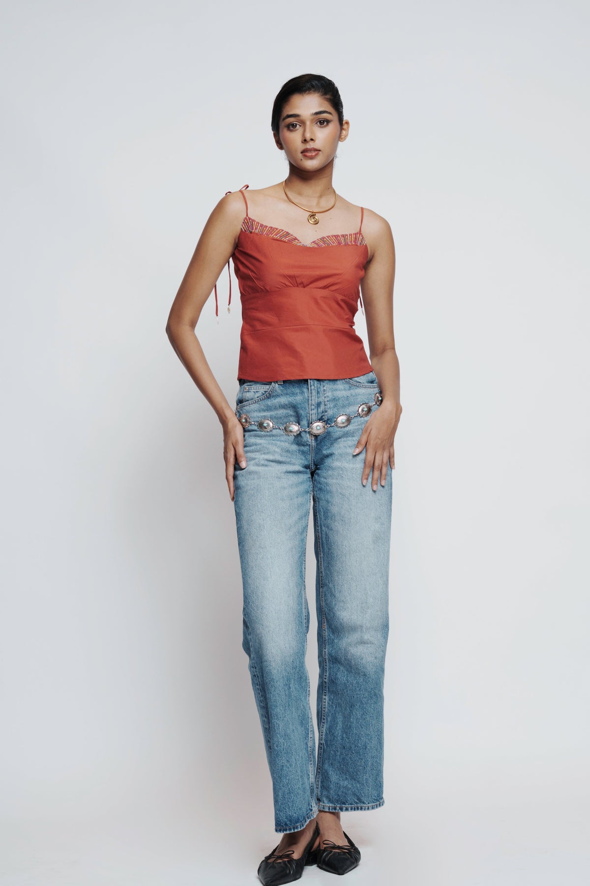 Sunset Beaded Rust Top view 2 — annstudios.in, The Curated Collective