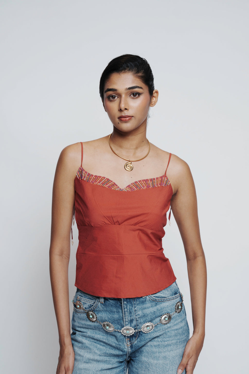 Sunset Beaded Rust Top