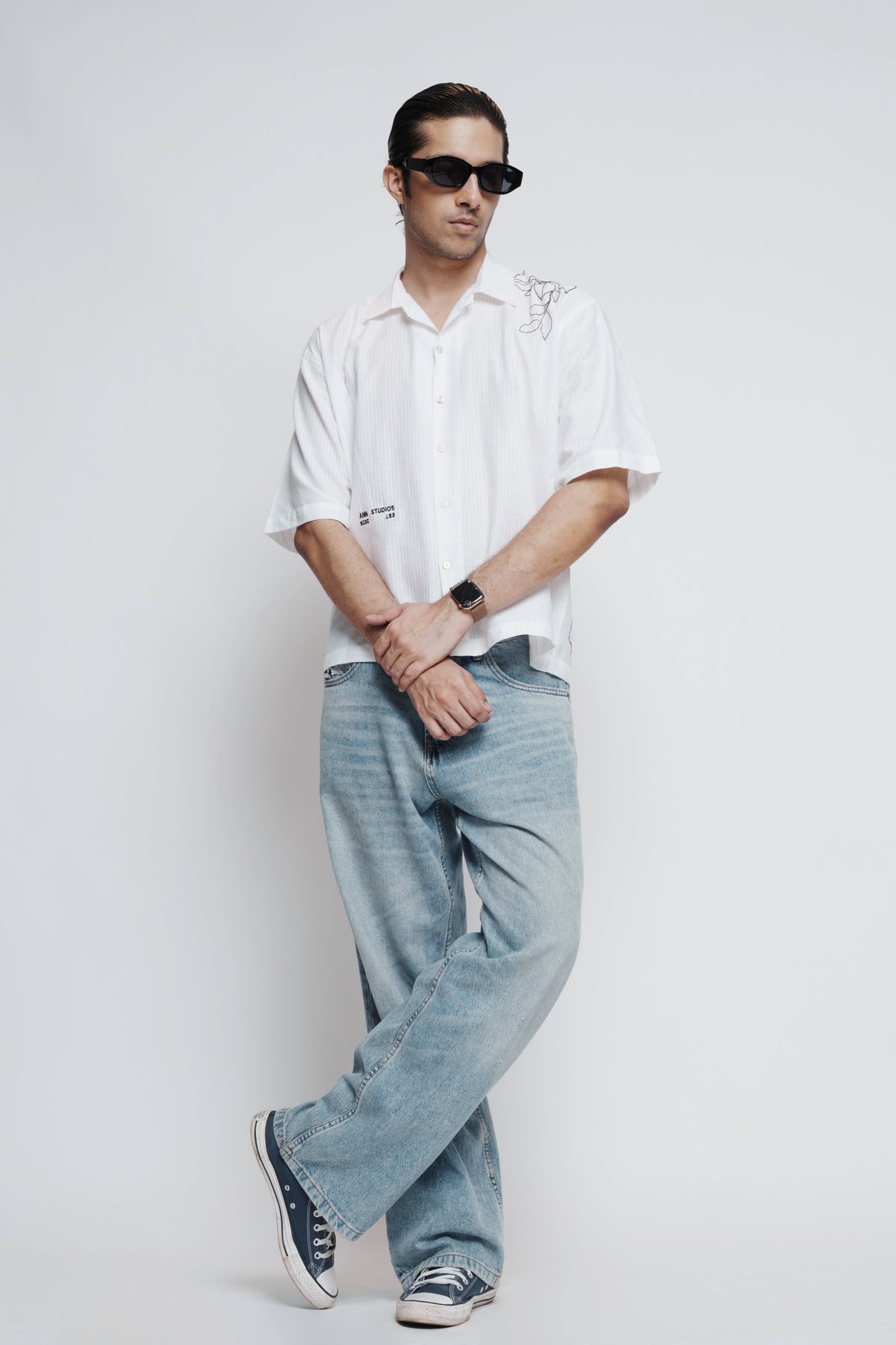 White Cotton Embroidered Shirt — annstudios.in, The Curated Collective