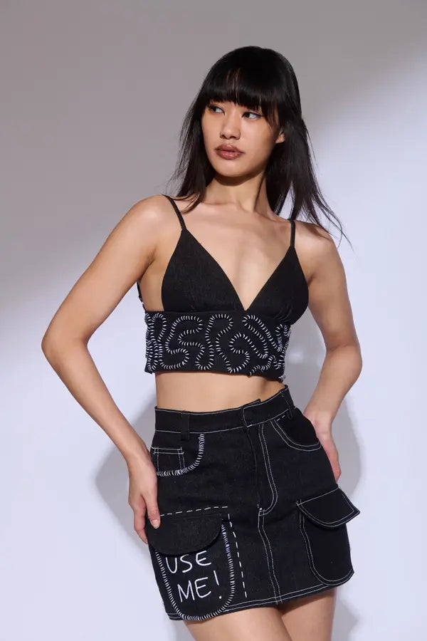 BLACK WORMS TOP - BLACK