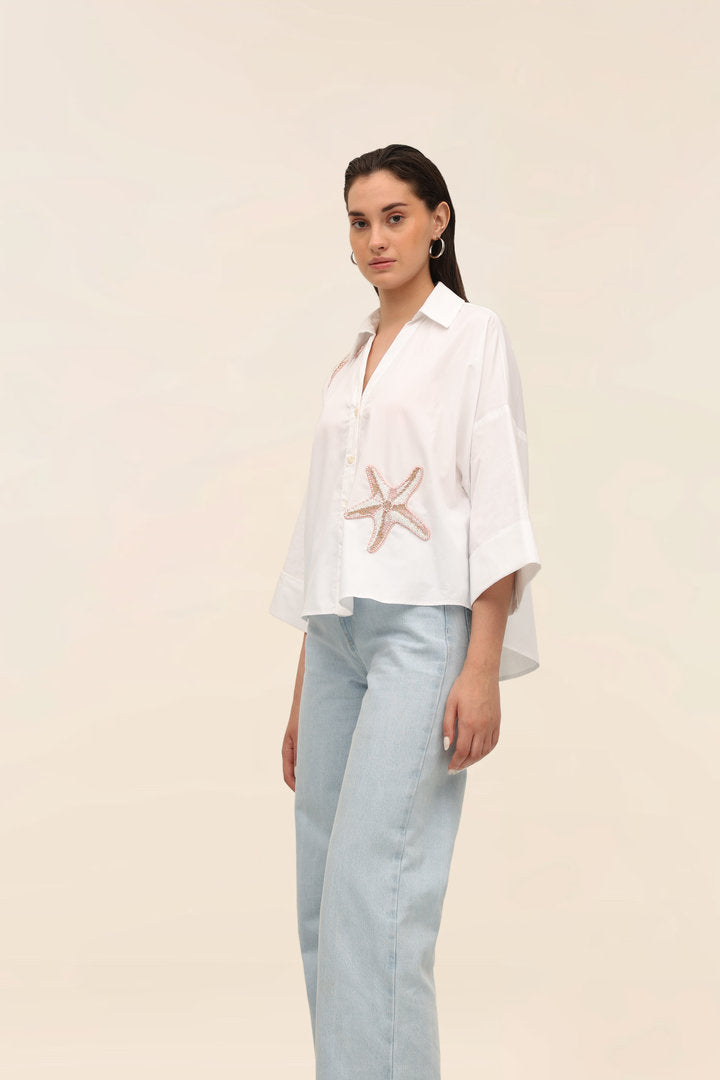 Soom Embroidered Shirt view 2 — Taangerine Tiger, The Curated Collective