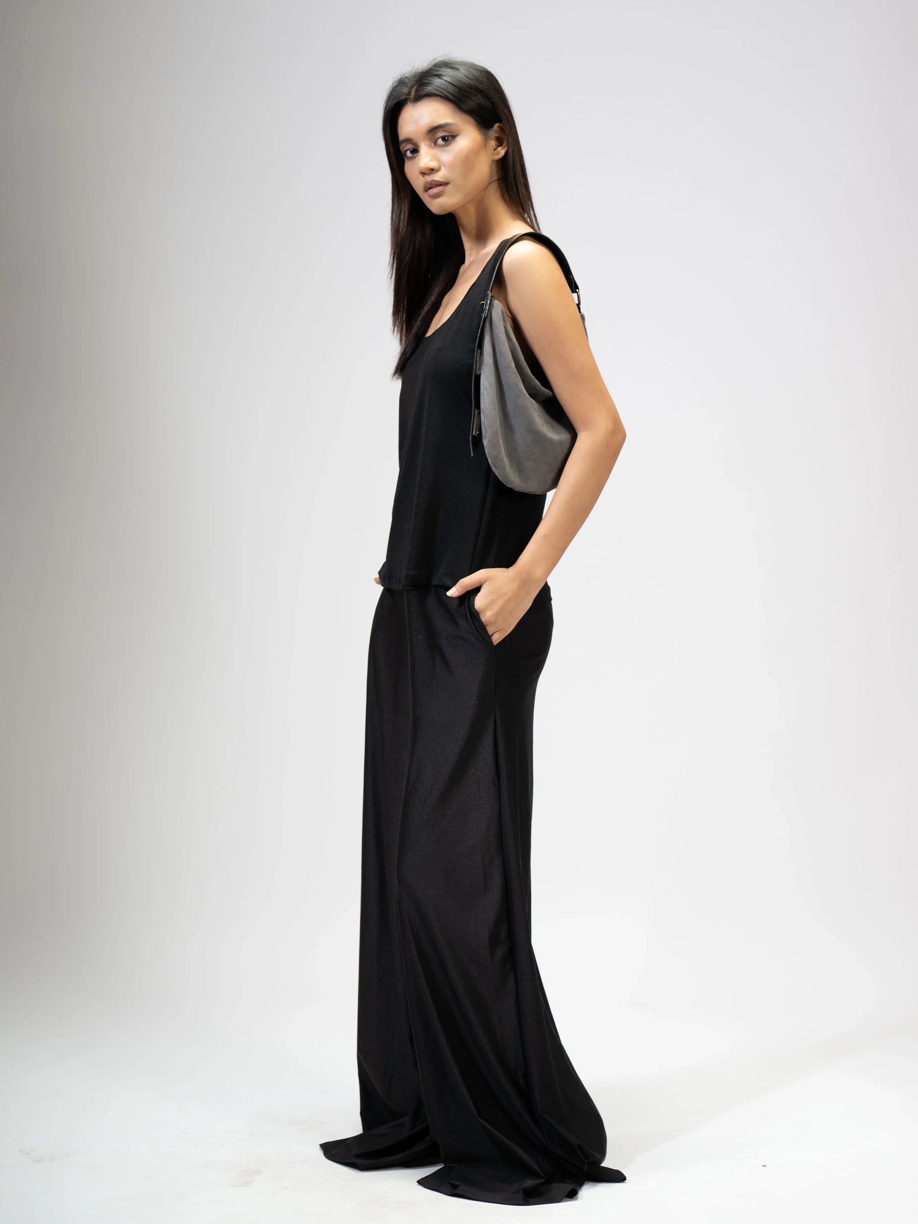 Stone Suede Sack Bag