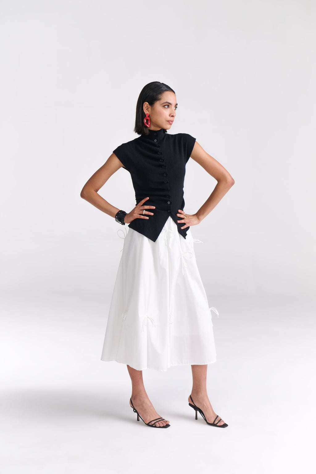 White Midi Skirt with Bows