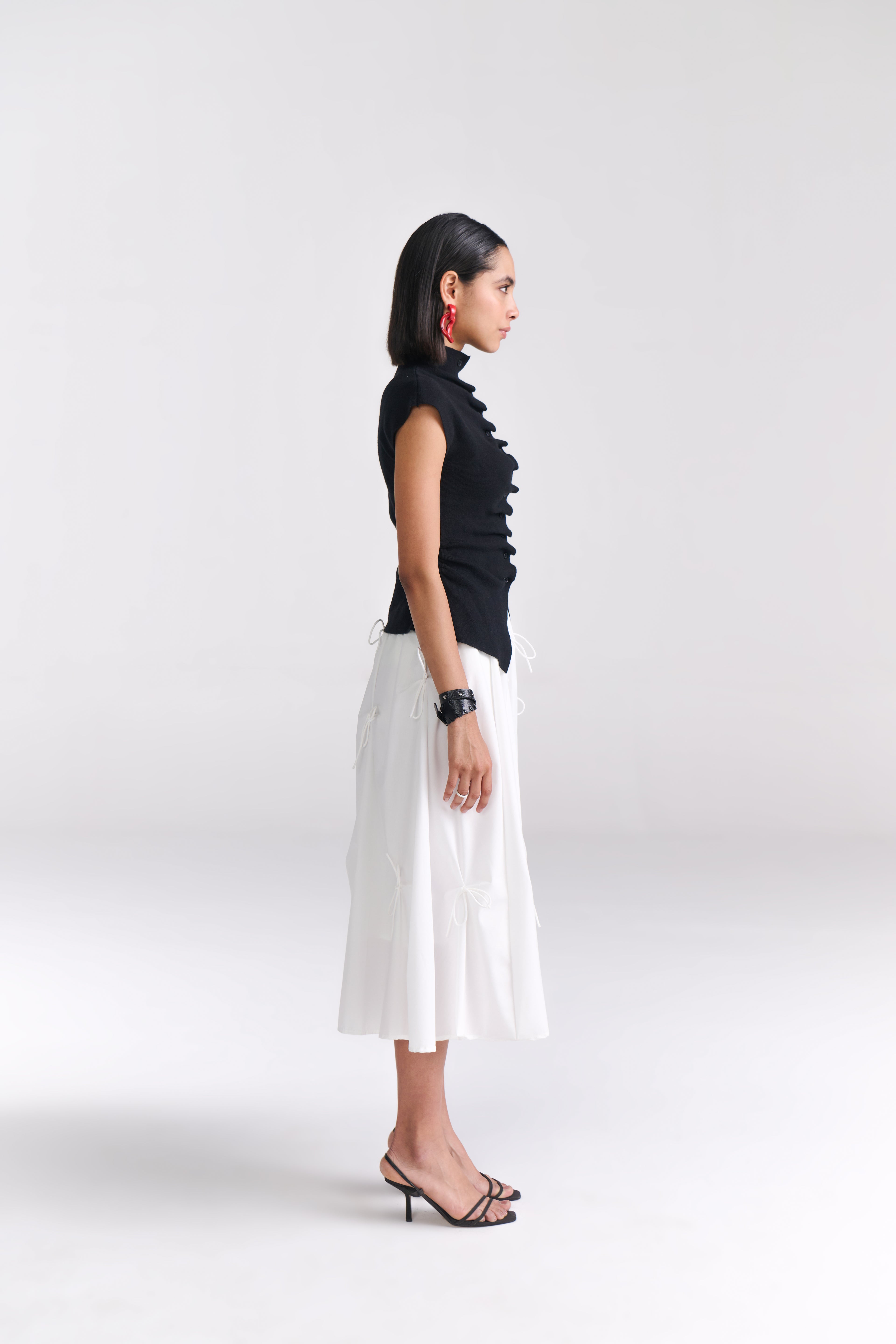White Midi Skirt with Bows