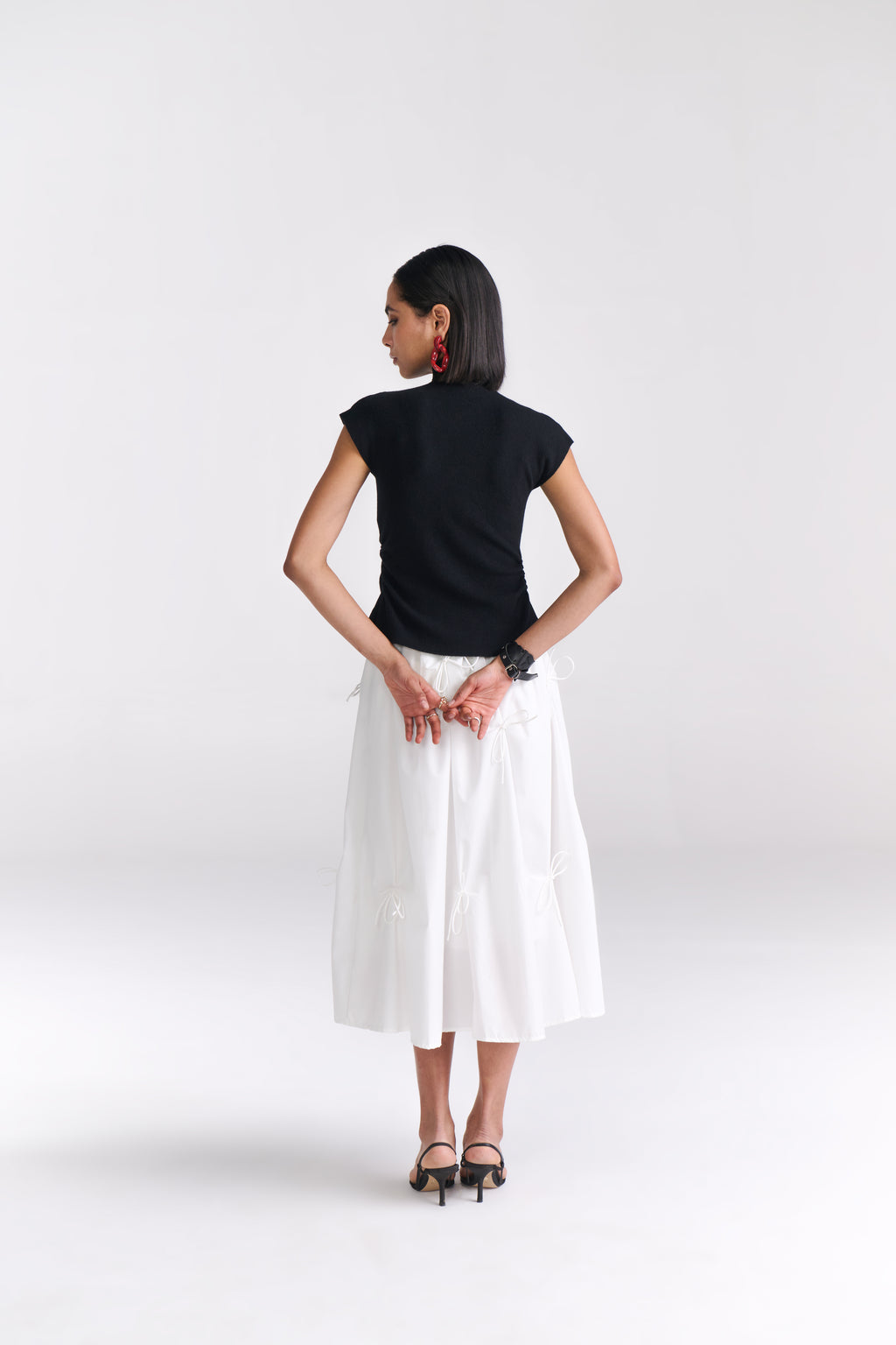White Midi Skirt with Bows