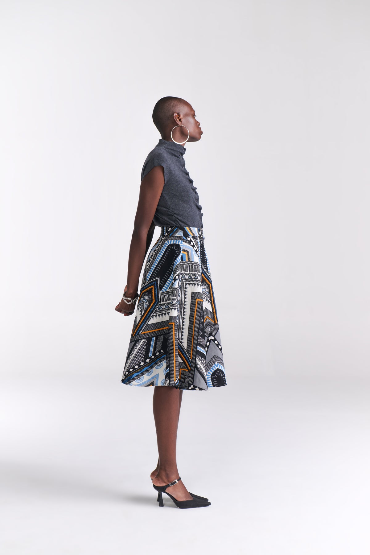 Geometric Print A-Line Midi Skirt view 2 — Tastes Like Couture, The Curated Collective