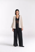 Beige Crinkled Cape Jacket
