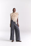 Grey Overlap Tailored Pants