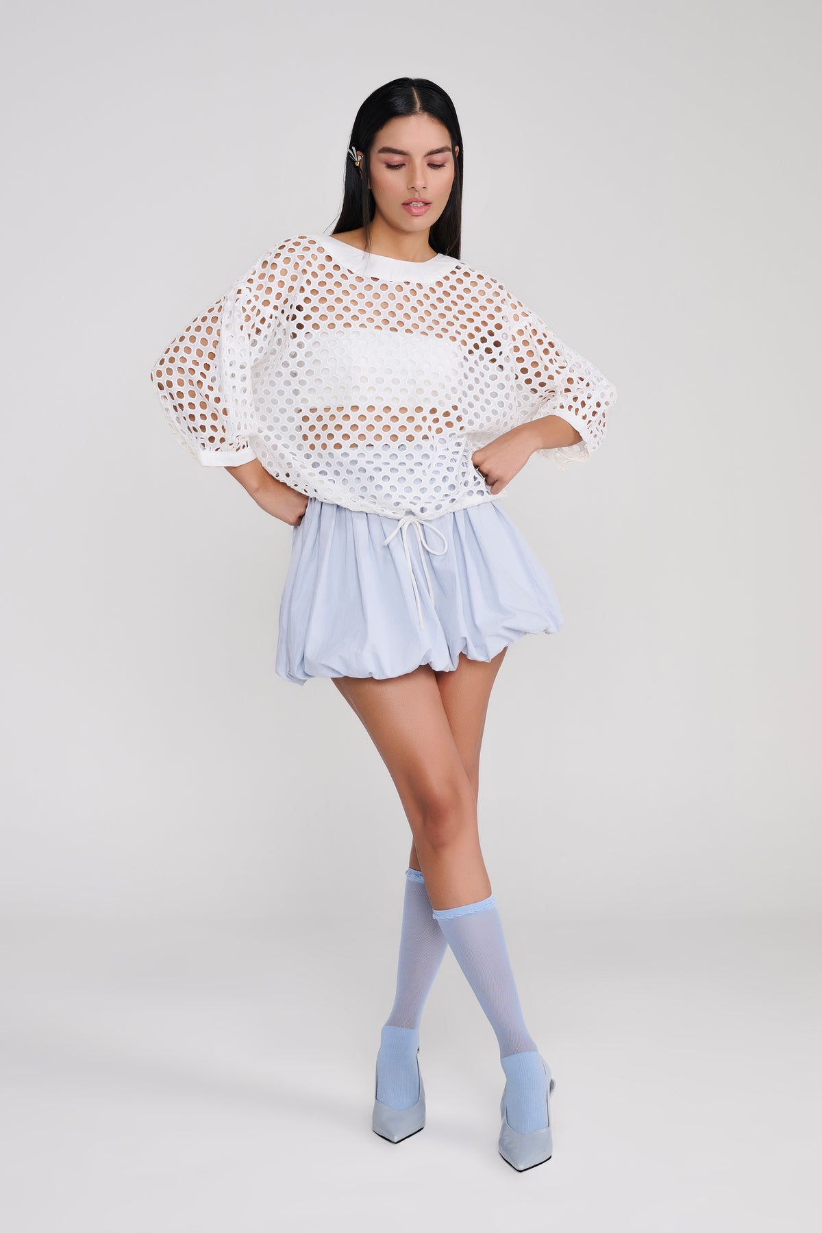 Powder Blue Bubble Hem Mini Skirt — Tastes Like Couture, The Curated Collective