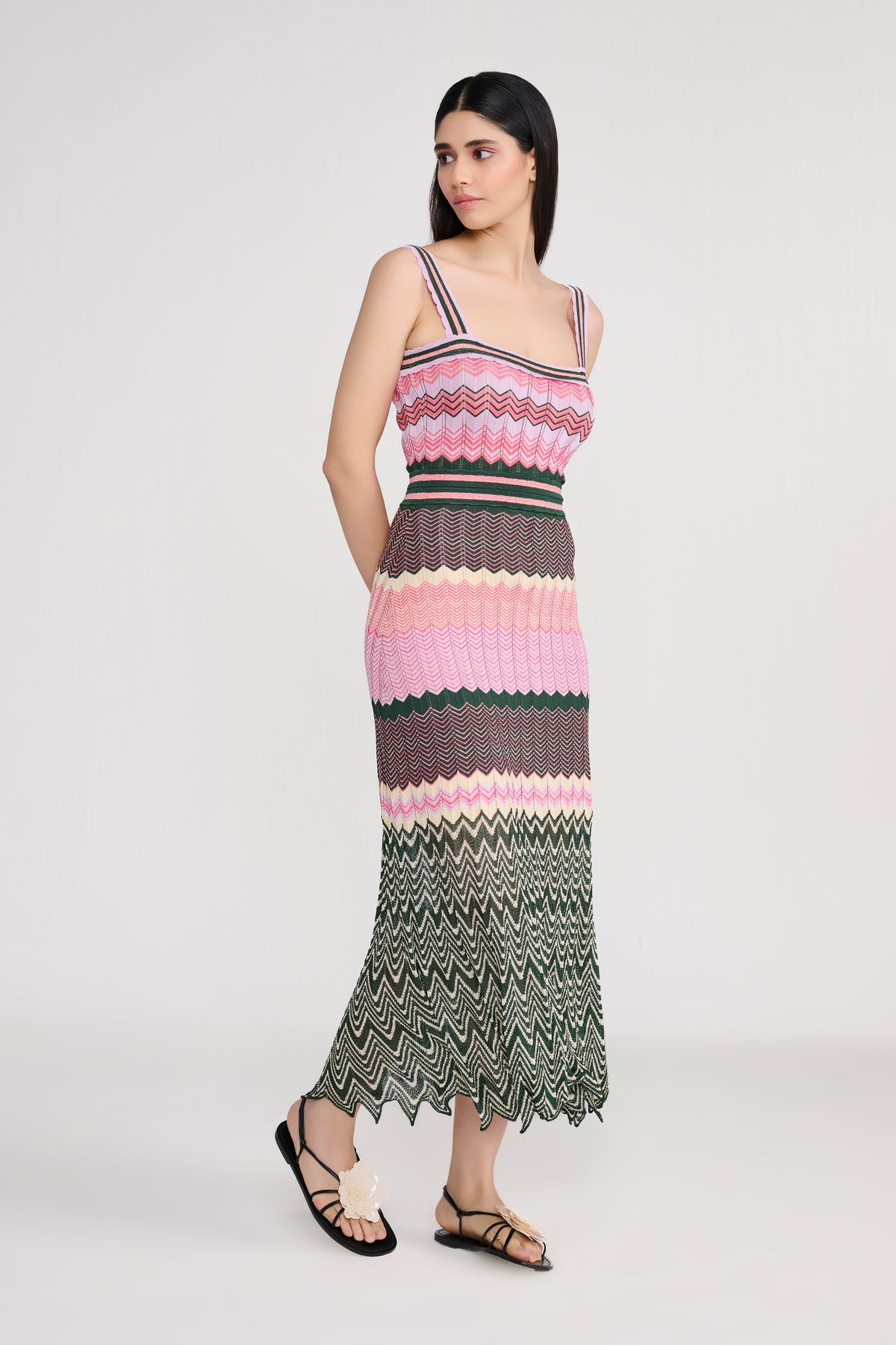 Chevron Knit Pointelle Maxi Dress view 2 — Tastes Like Couture, The Curated Collective
