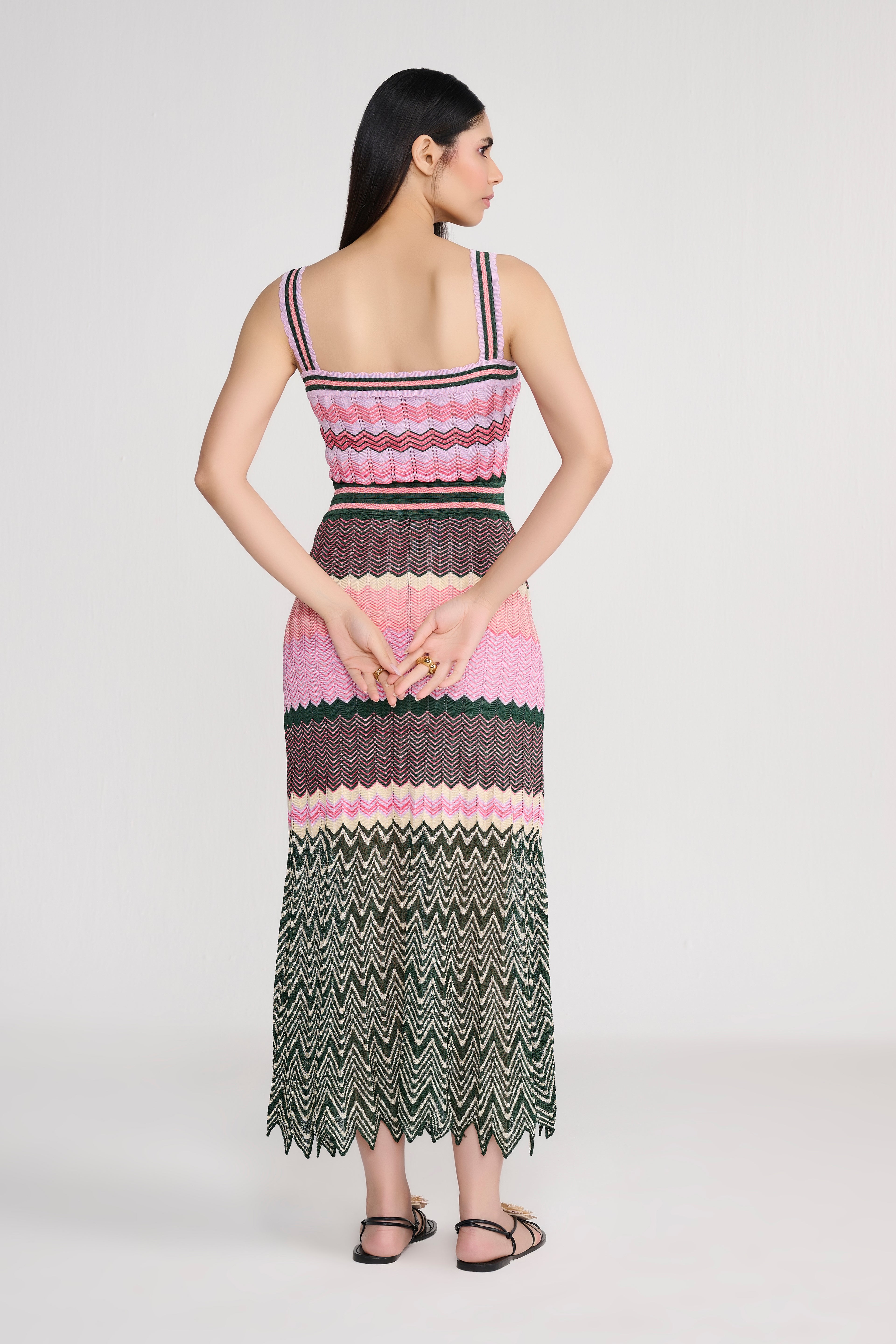 Chevron Knit Pointelle Maxi Dress