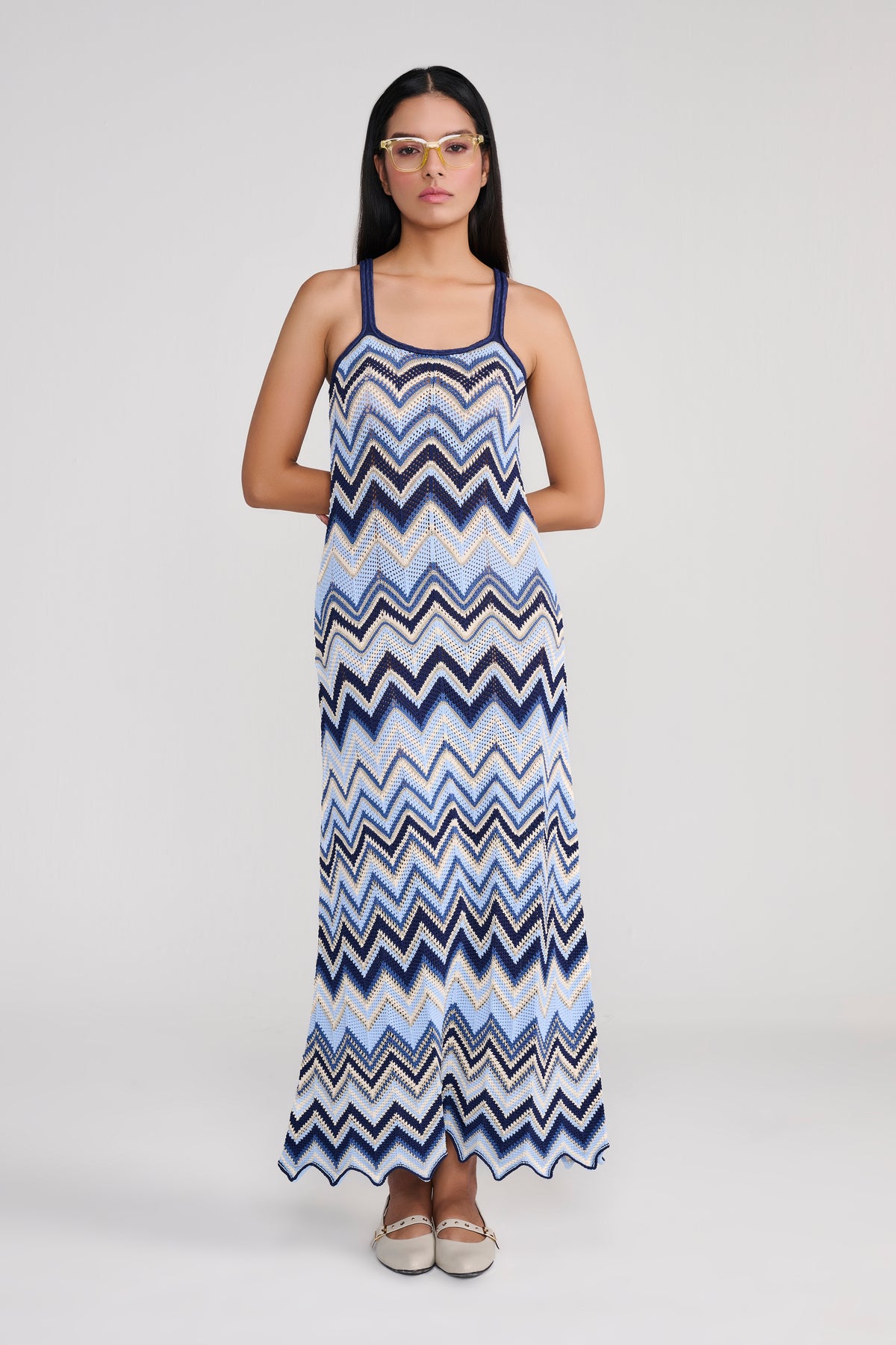 Knit Blue Sleeveless Chevron Maxi — Tastes Like Couture, The Curated Collective