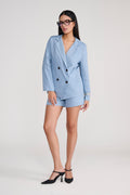 Blue Linen Jacket with Shorts Coordinate Set