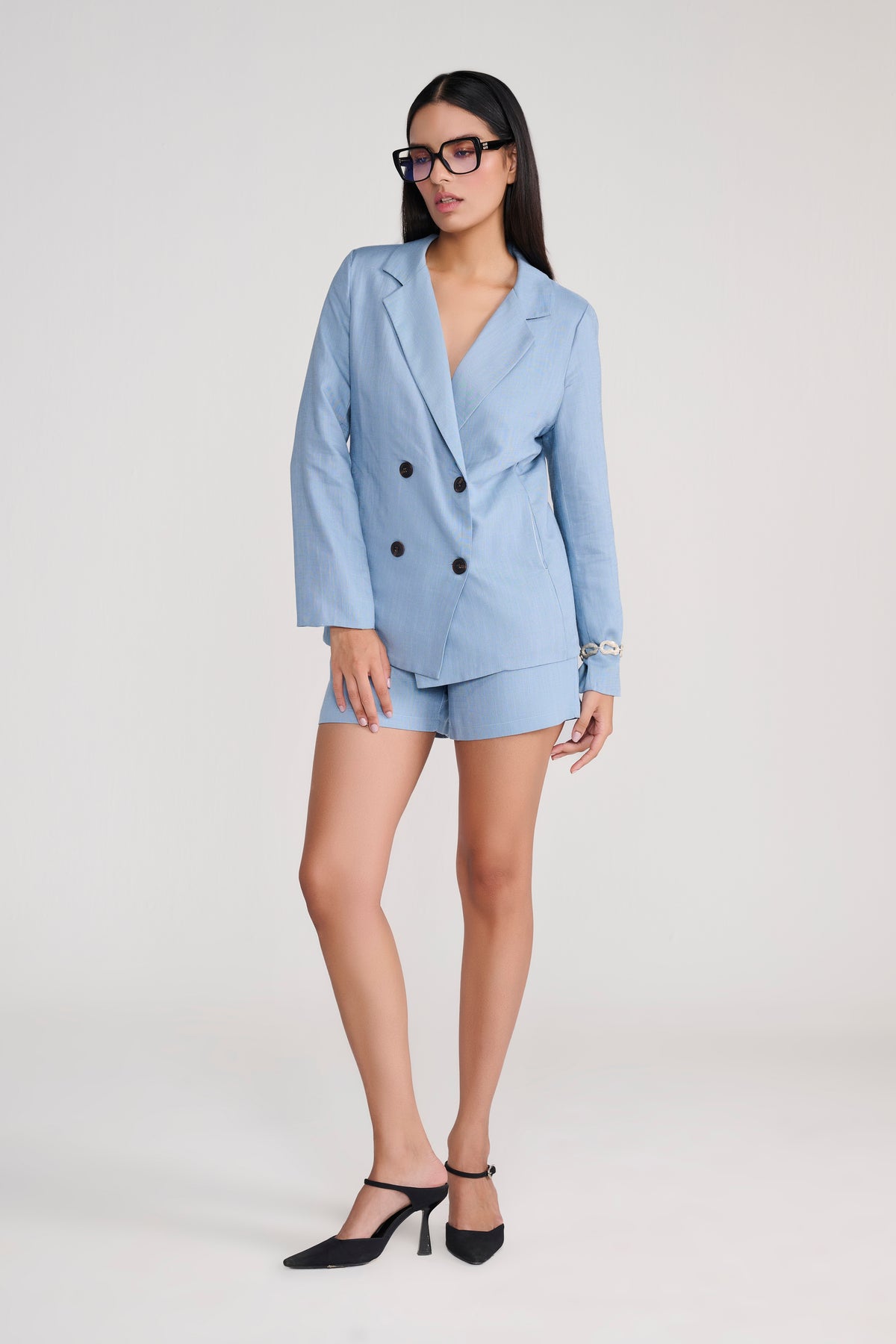 Blue Linen Jacket with Shorts Coordinate Set — Tastes Like Couture, The Curated Collective