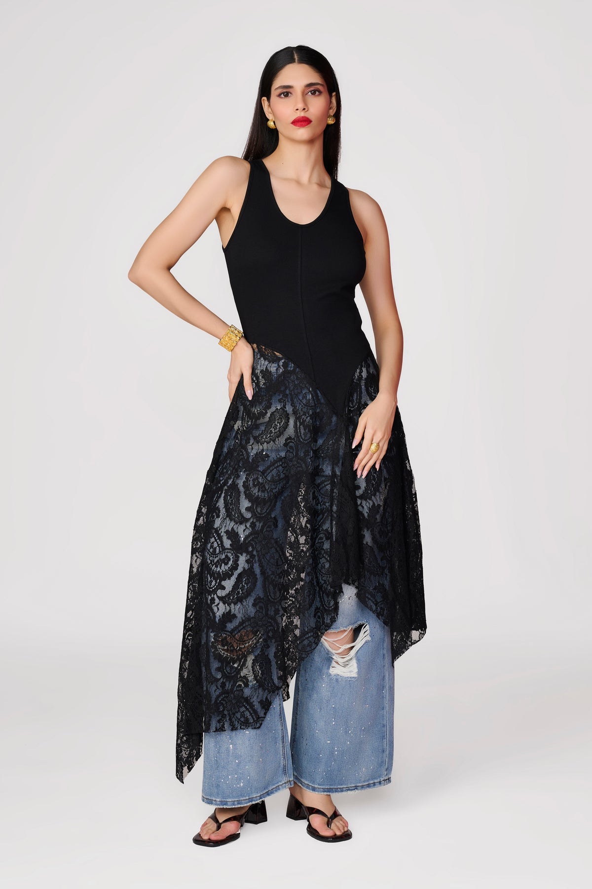 Black Knit Lace Detail Handkerchief Hem Top — Tastes Like Couture, The Curated Collective