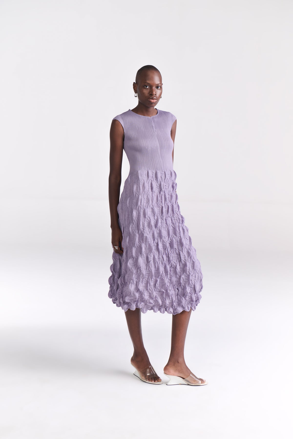 Lavender Crinkled Midi Dress view 2 — Tastes Like Couture, The Curated Collective