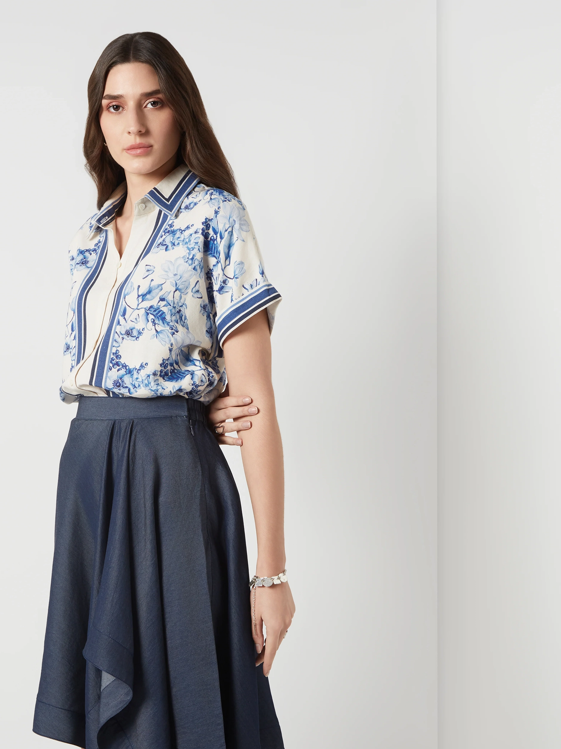 Tencel Denim Drape Skirt