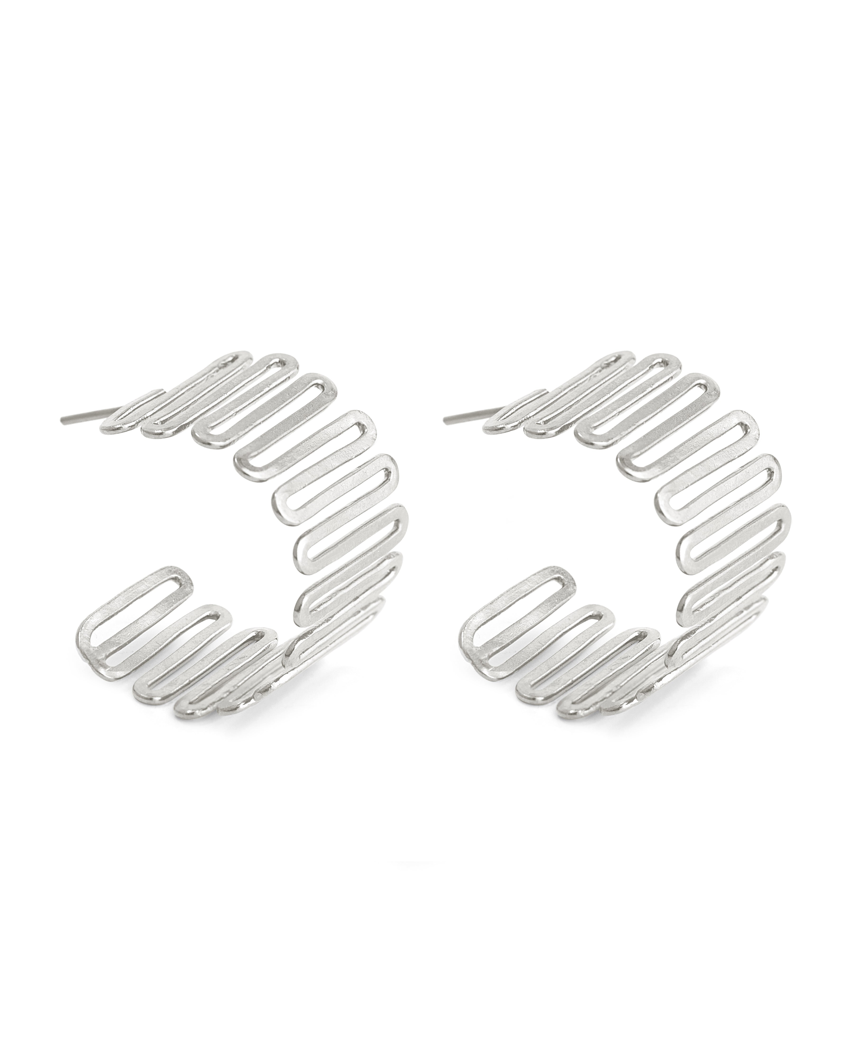 Silver Spiral Meadow Earrings - Silver