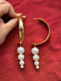 Half Hoops with Pearl Drops