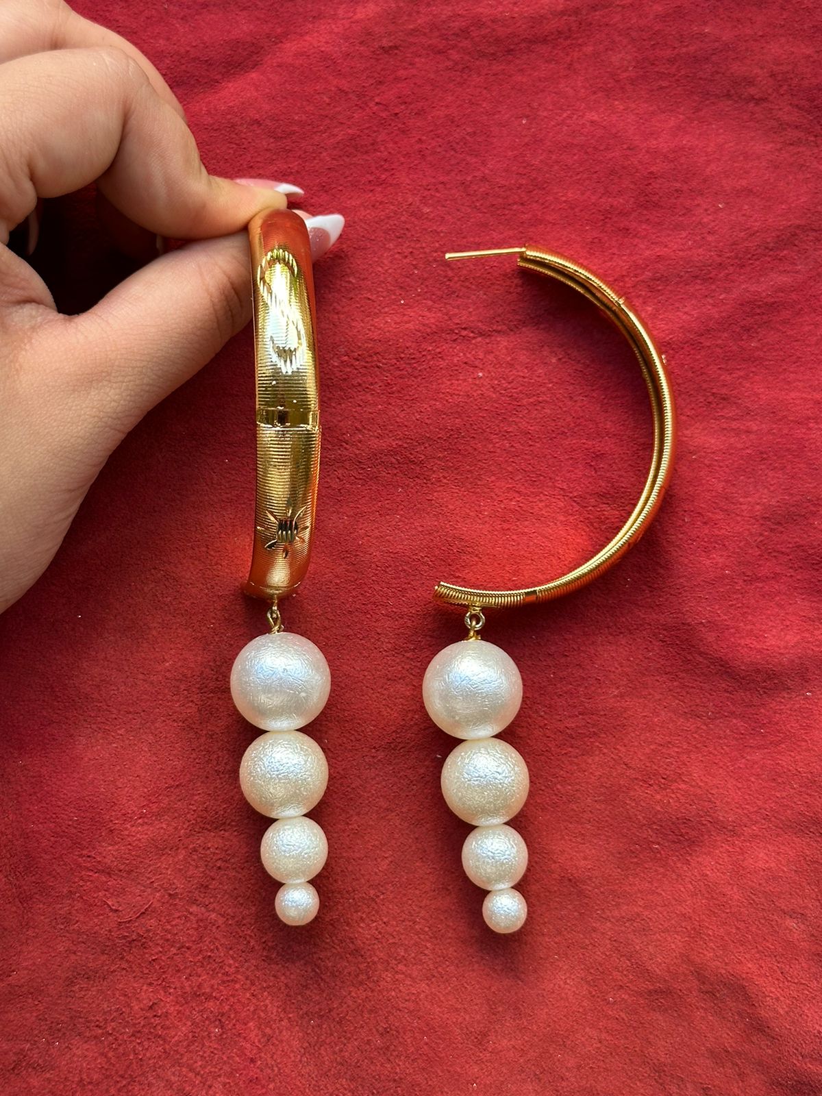 Half Hoops with Pearl Drops