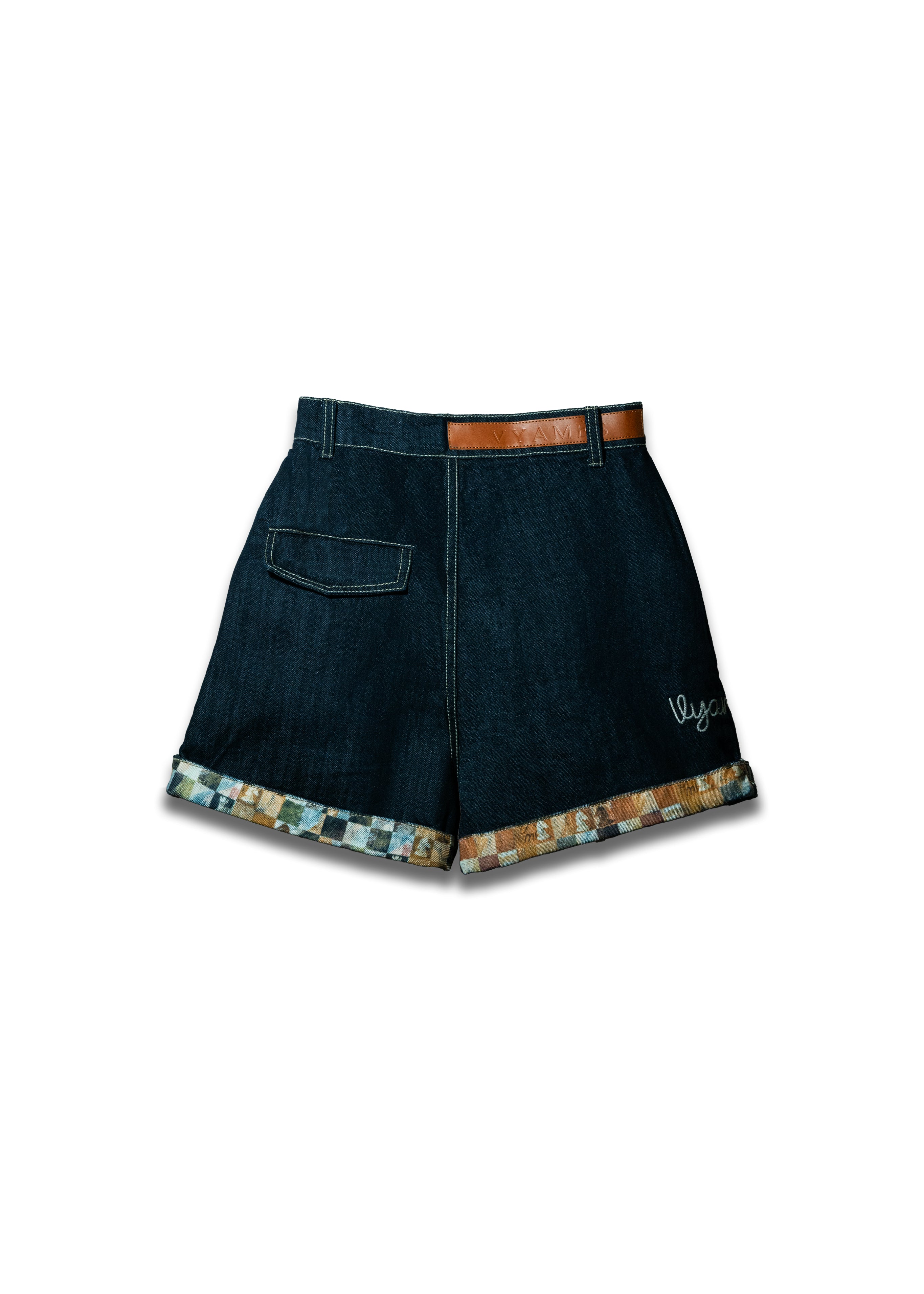 Modern chaupar high waisted denim shorts