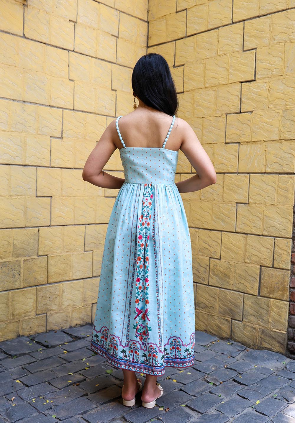 Back view of Birdsong printed maxi dress