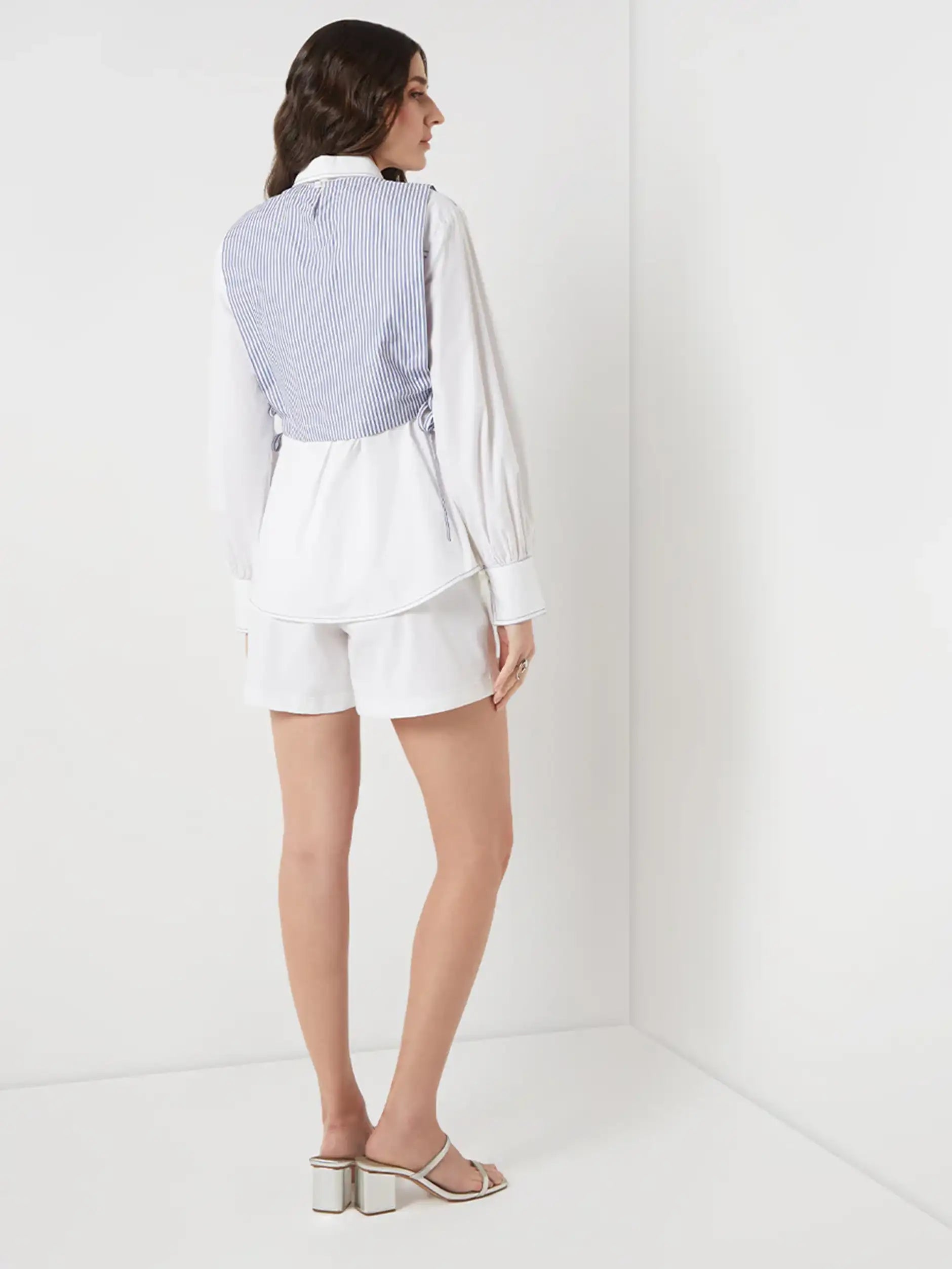 White Embellised Bib Shirt