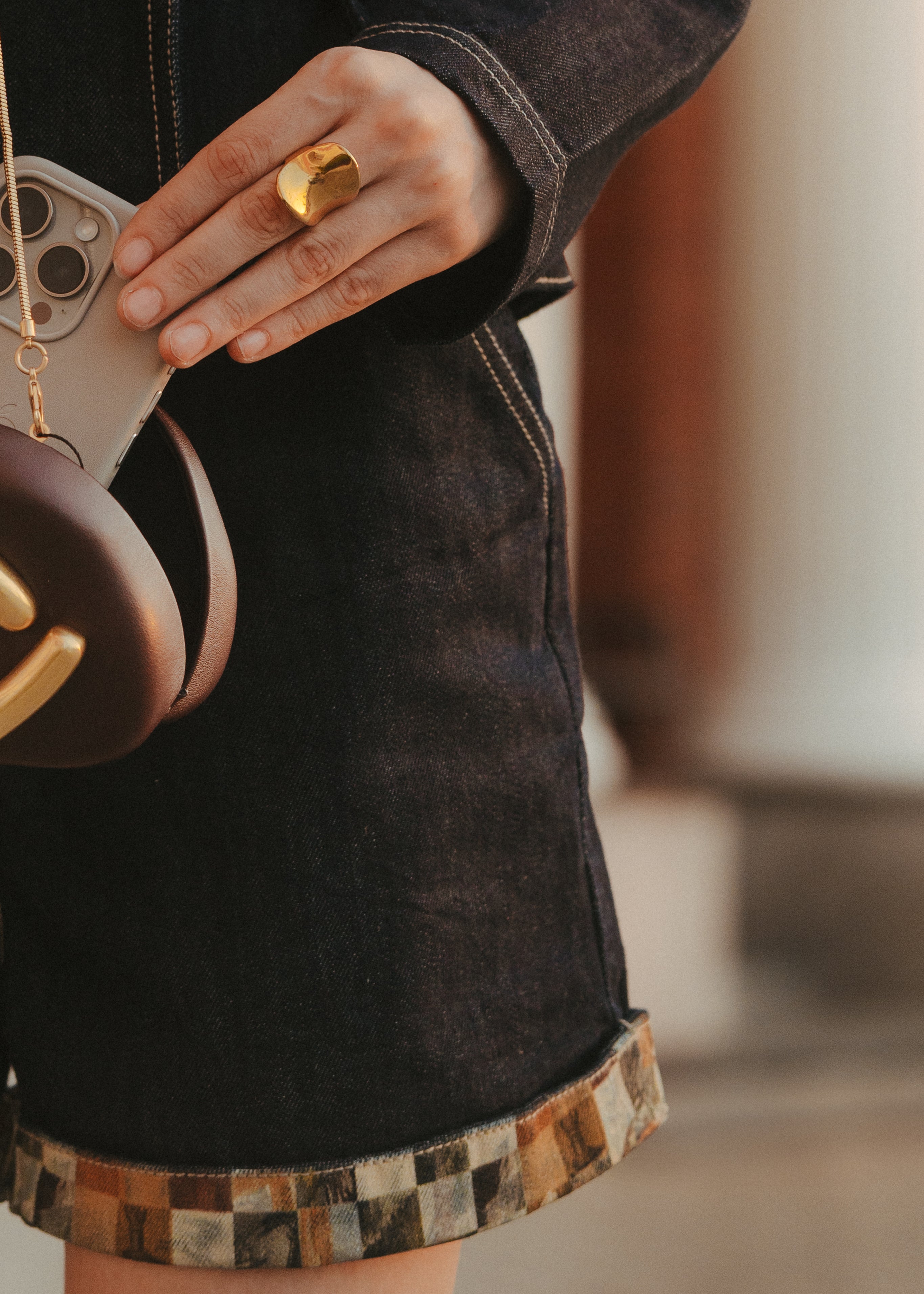 Modern chaupar high waisted denim shorts