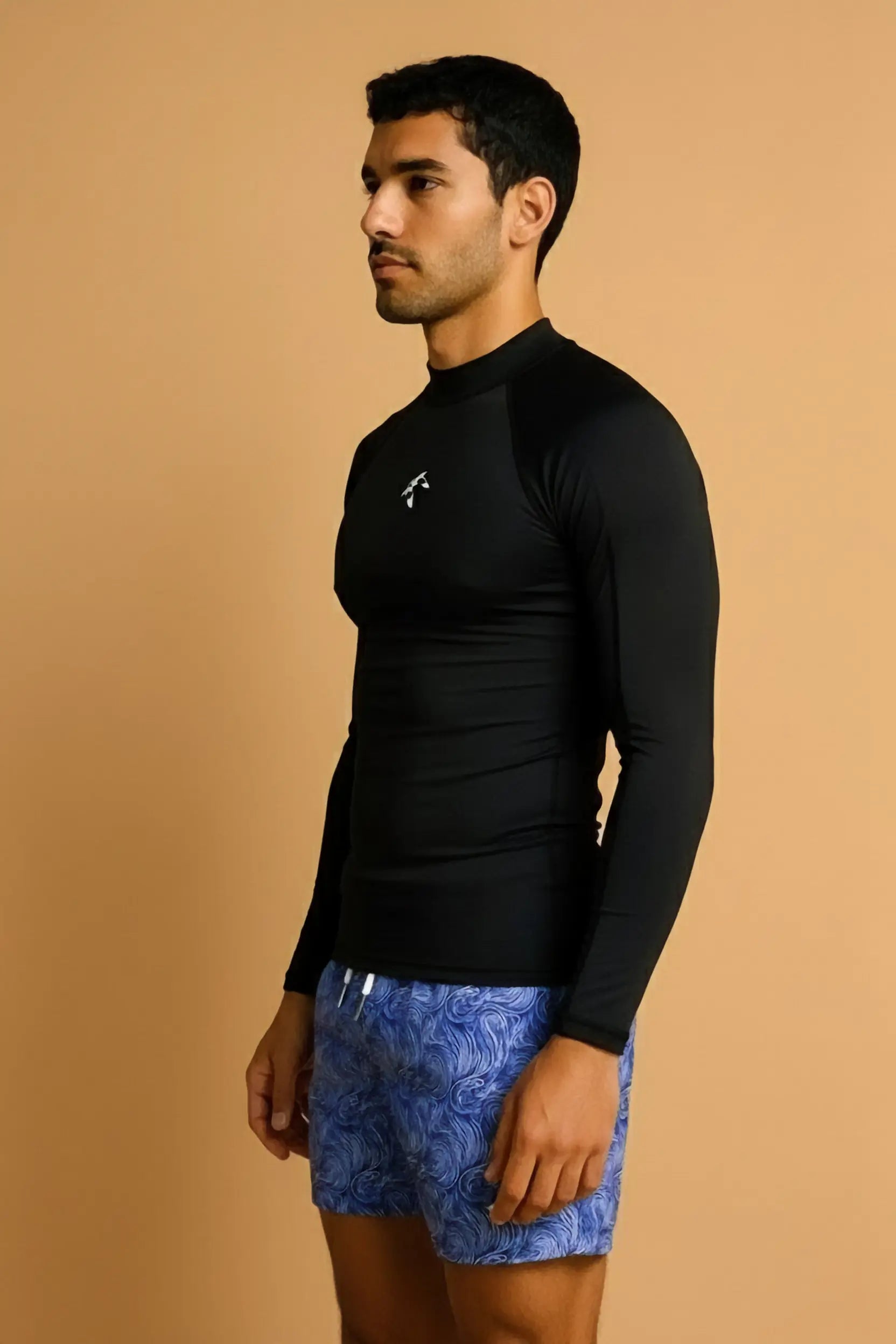 Men's Surfing Rash Guard Long Sleeve - Borne Black