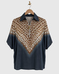 Blue & Brown V-Shibori Zip Shirt — view 1