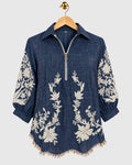 Blue Dori Embroidered Denim Shirt — view 1