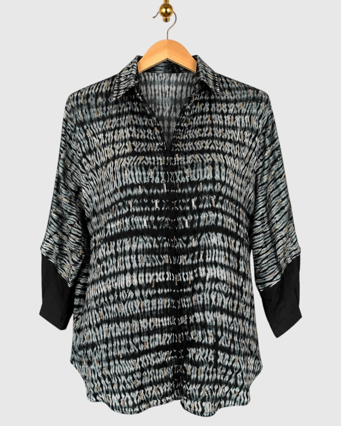 Black Shibori Shirt — RRAH 006 — view 1