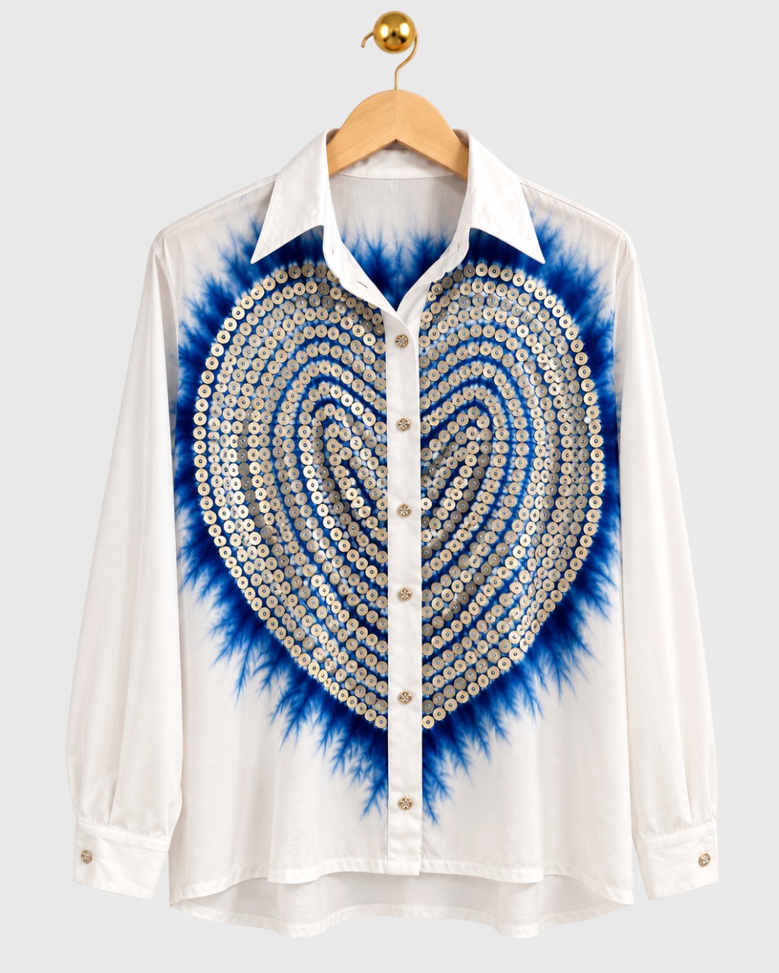 White & Blue Heart Shirt — RRAH 118 — view 1