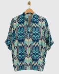 Blue Chanderi Ikat Shirt — view 1