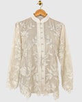 White Chanderi Dori Work Shirt — view 1