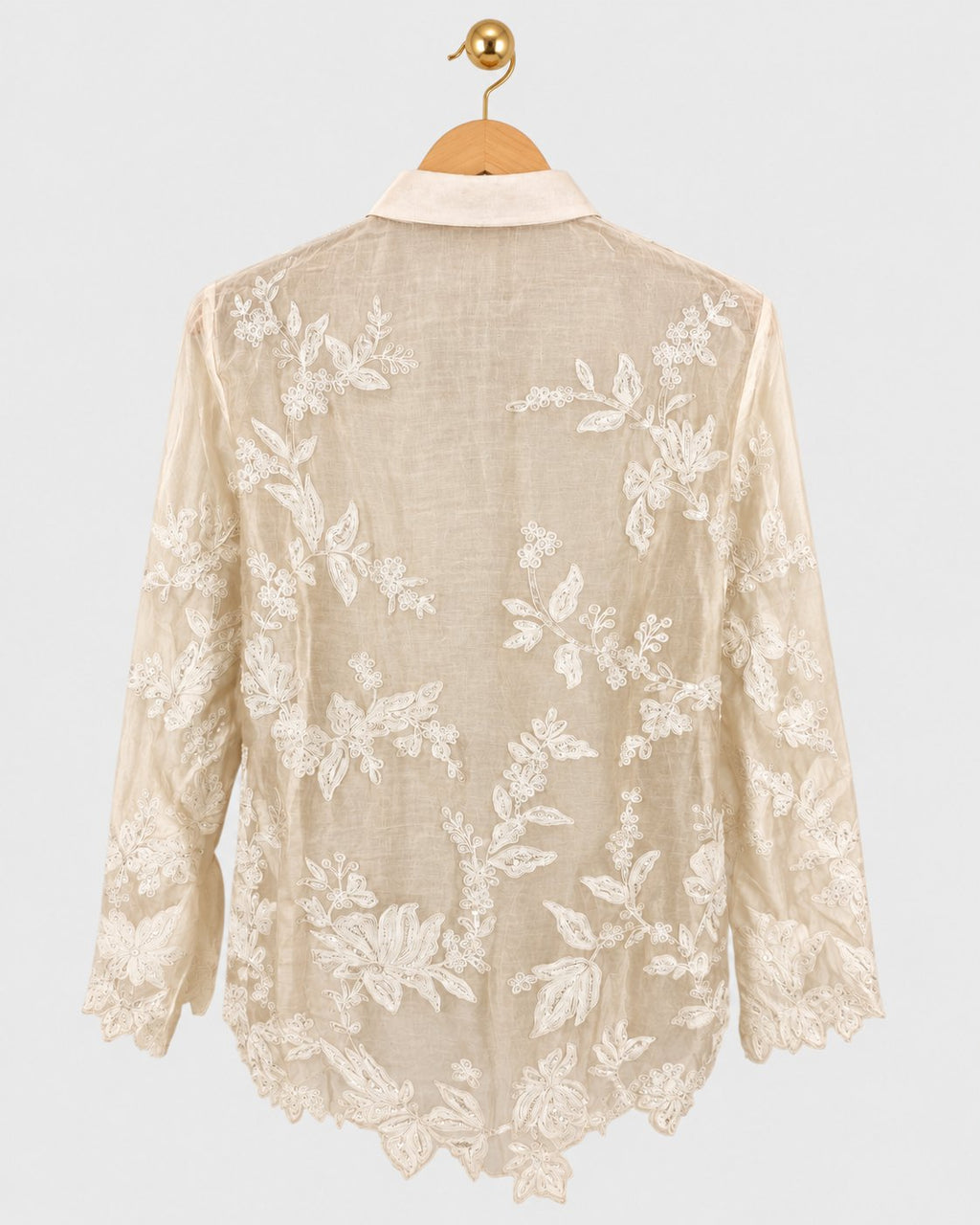 White Chanderi Dori Work Shirt — view 2