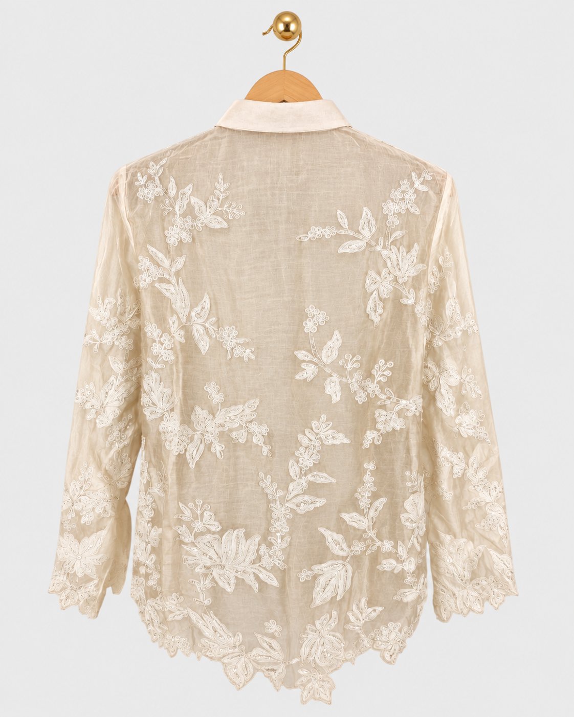 White Chanderi Dori Work Shirt — view 2