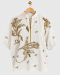 White Gold Sequin Embroidered Shirt — view 1