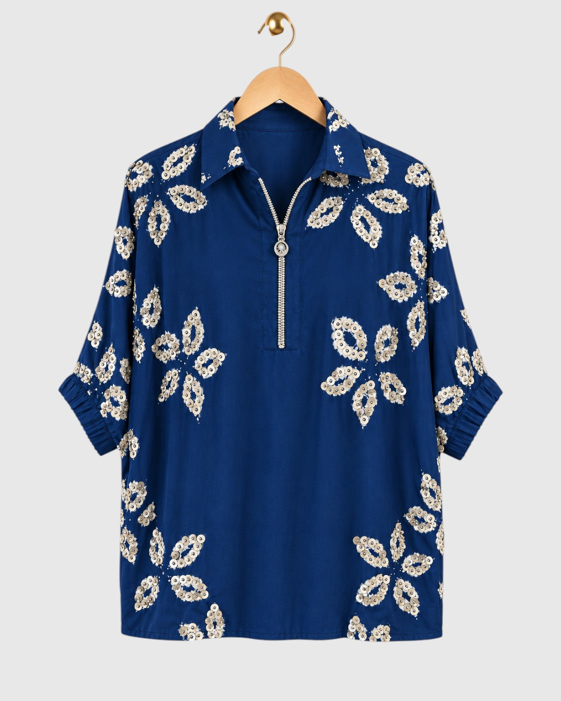 Blue Floral Tie-Dye Shirt — view 1
