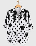White Black Polka-Dot Satin Shirt — view 1
