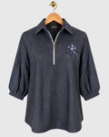 Blue Web Embellished Denim Shirt — view 1