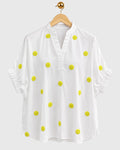 White Yellow Polka-Dot Embroidered Shirt — view 1