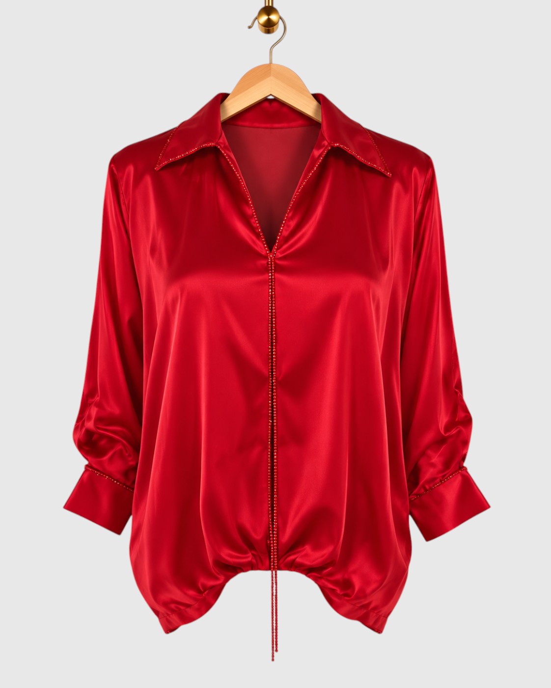 Red Satin Chain Shirt — view 1