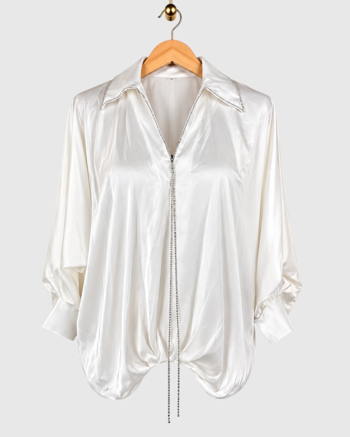 White Satin Chain Shirt — view 1