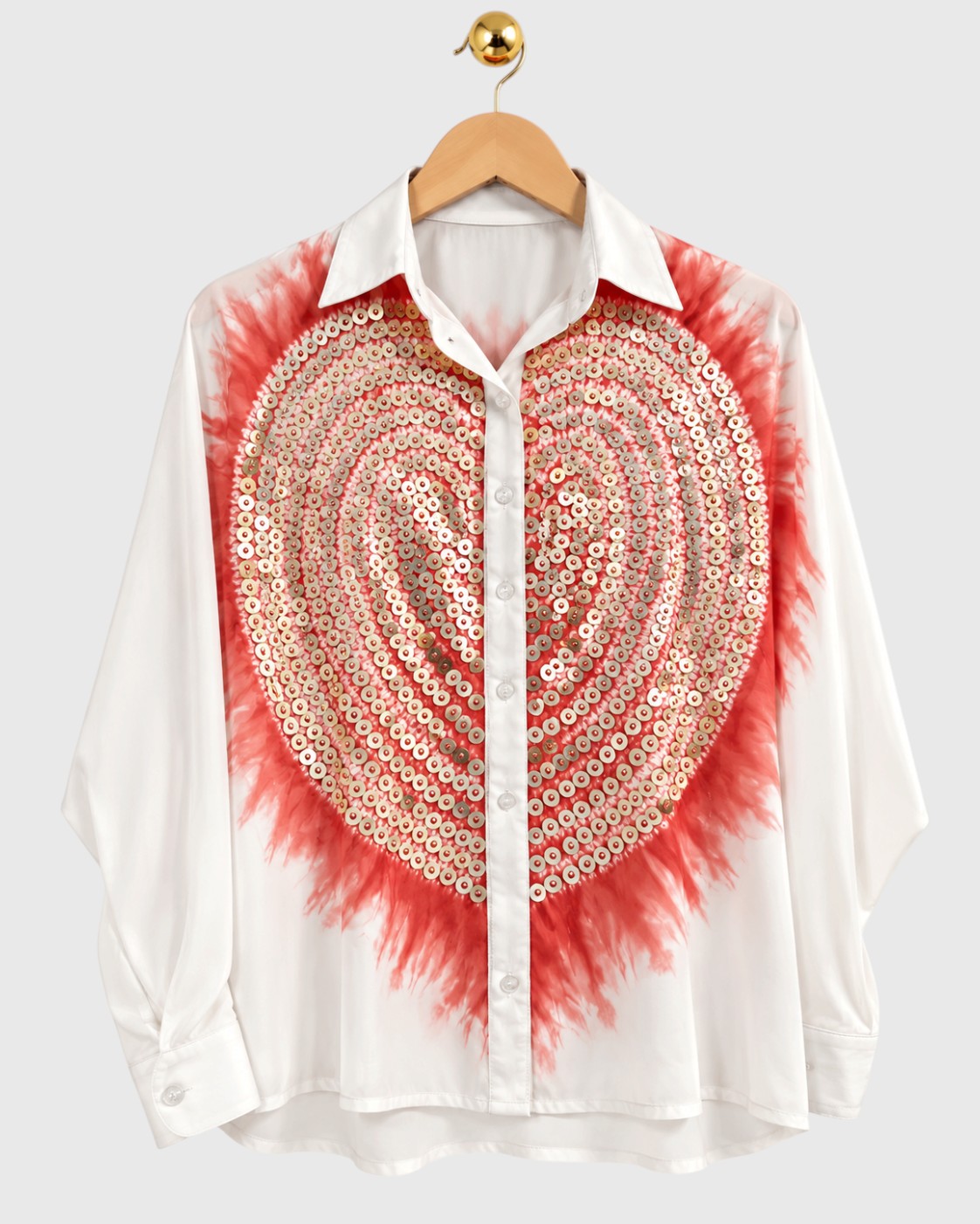 White & Orange Heart Shirt — view 1