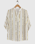 White & Gold Bamboo Cotton Stripe Shirt — view 1